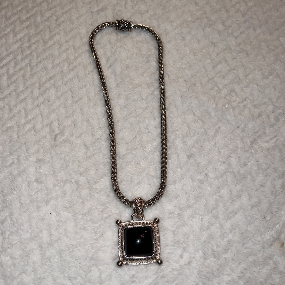 Premier Design Faux Black Onyx Stone Pendant Necklace Fashion Jewelry